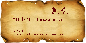 Miháli Innocencia névjegykártya
